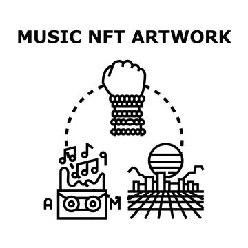 Music nft artwork creating digital audio content Stock Illustration