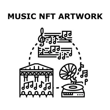 Music nft artwork creating digital audio content Stock Illustration
