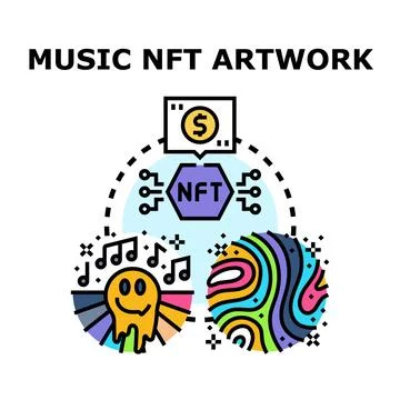 Music nft artwork creating digital assets cryptocurrency Stock Illustration