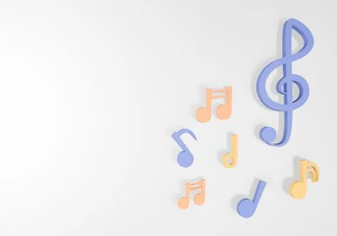 Music note 3D rendering on white background. Closeup and copy space. Stock Illustration