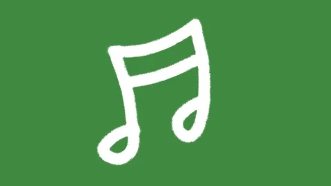Music note audio melody hand-drawn cartoon graphic chalk outline eighth icon Stock Footage 337184424