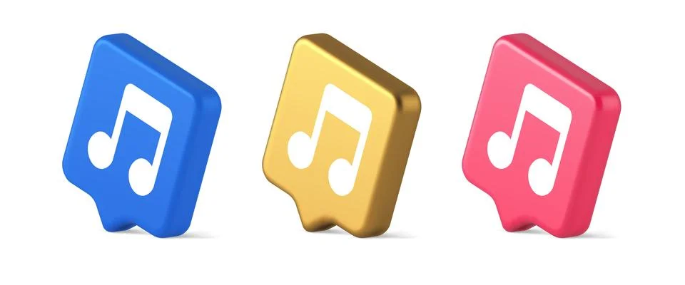 Music note audio sound button audio sound listening production 3d realistic.. Illustration