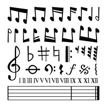 Music note black silhouette vector icons collection Stock Illustration