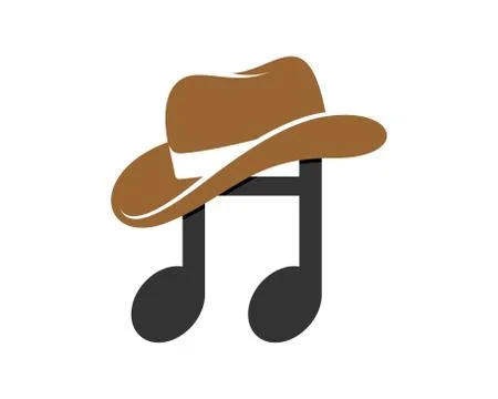 Music note with brown hat Stock Illustration