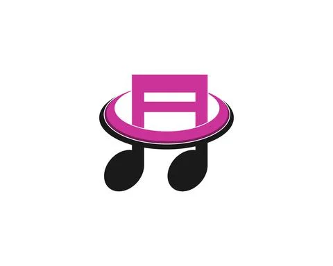 Music note in the circle logo Stock Illustration