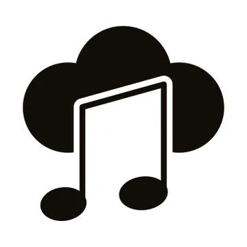 Music note with cloud computing silhouette style icon Illustrazione stock