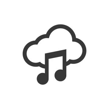 Music note cloud sound silhouette icon. Vector graphic Stock Illustration