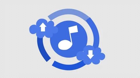 A music note with cloud symbols, representing the concept of cloud-based music Stock Footage 290074667