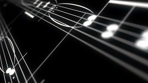 Music note composition with white clef symbols on black background 動画素材 125221670