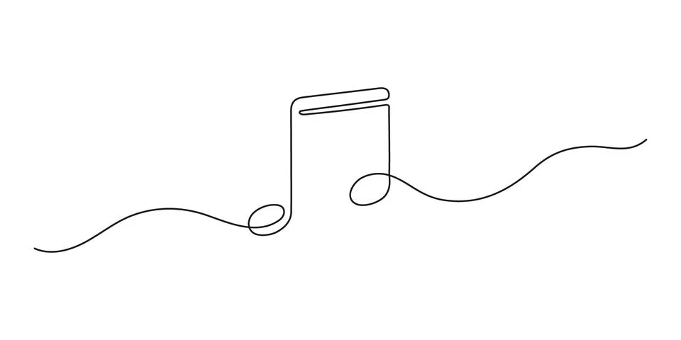 Music note, continuous one art line drawing. Music concept. Hand drawn doodle Stock Illustration