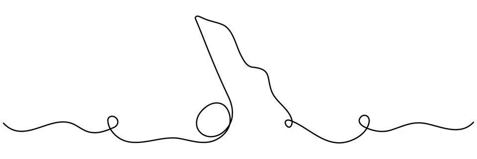 Music note continuous one line drawing. Stock Illustration