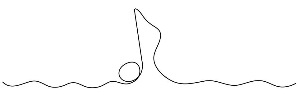 Music note continuous one line drawing. Stock Illustration