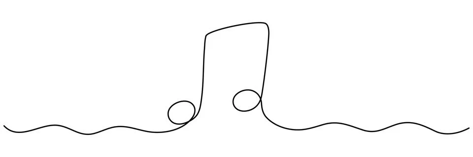 Music note continuous one line drawing. Stock Illustration