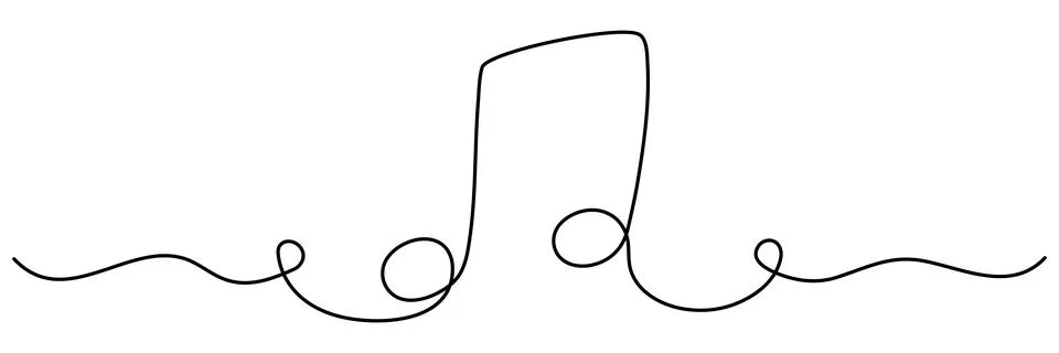 Music note continuous one line drawing. Stock Illustration