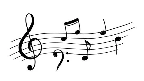 Music note doodle drawn background Stock Illustration
