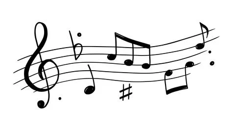 Music note doodle drawn background Stock Illustration