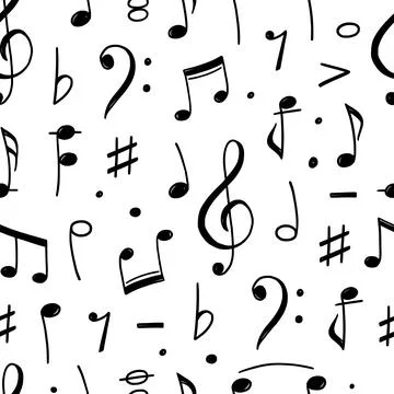 Music note doodle drawn pattern Stock Illustration