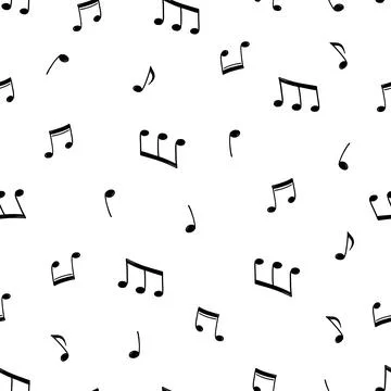 Music note doodle drawn pattern Stock Illustration