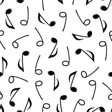 Music note doodle drawn pattern Stock Illustration