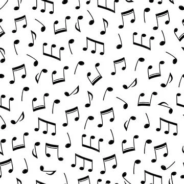 Music note doodle drawn pattern Stock Illustration