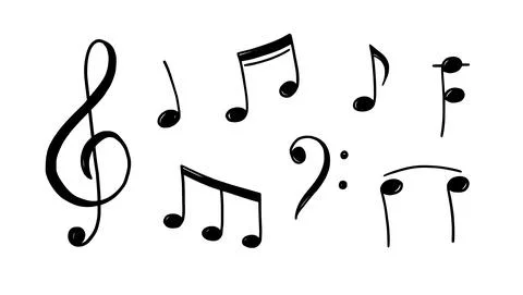 Music note doodle drawn style 스톡 일러스트