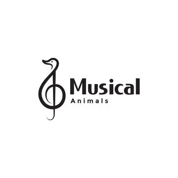 Music note with duck shape logo symbol icon vector graphic design illustrat.. Illustration