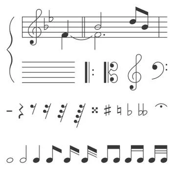 Music note elements, clef  vector Stock Illustration