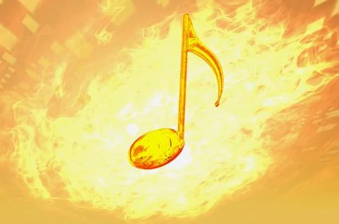Music note firey concept abstract render image Stock Illustration