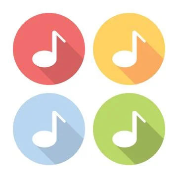 Music Note Flat Icons Set Stock Illustration