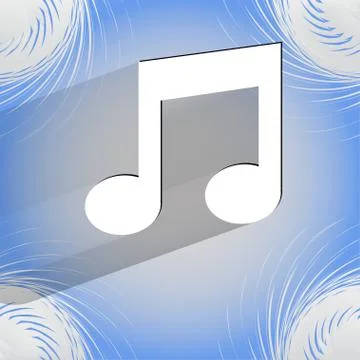 Music note. Flat modern web design on a flat geometric abstract background Illustrazione stock