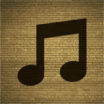 Music note. Flat modern web button and space for your text. Illustrazione stock