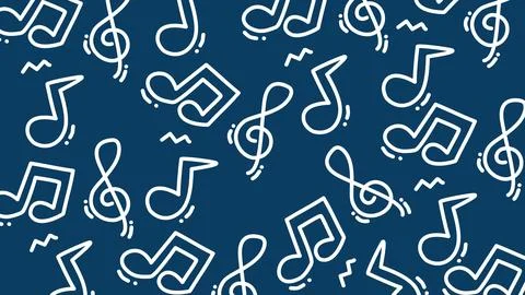 Music note fun hand drawn doodles seamless pattern on light background, pla.. Stock Illustration