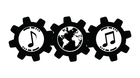 Music note with gear animation Stock Footage 310530191