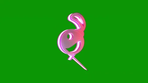 Music note green background screen the letter i logo object middle pink ribbon Stock Footage 314066964