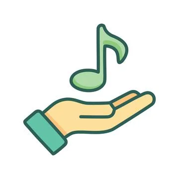 Music note hand. Hand offering a musical note, symbolizing a gift of music,.. Stock Illustration