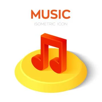 Music note icon. 3D Isometric Music note sign. Created For Mobile, Web, Decor Stock Illustration