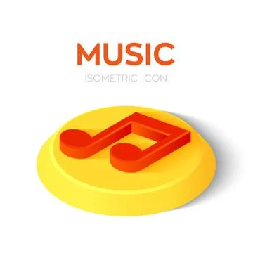 Music note icon. 3D Isometric Music note sign. Created For Mobile, Web, Decor 스톡 일러스트