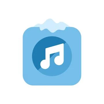 Music note icon on a blue background with a snowy top Stockillustratie