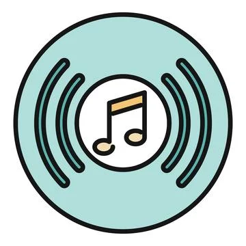 Music note icon broadcasting sound waves vector 库存插图