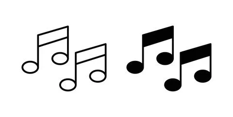 Music note icon collection in black, Line icons, flat symbols Ilustração Stock