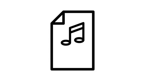 Music note icon displayed on a sheet of paper, symbolizing musical composit.. Stock Footage 334834401
