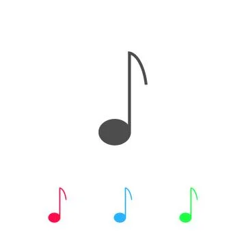 Music note icon flat Stock Illustration