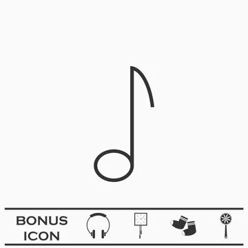 Music note icon flat. Stock Illustration
