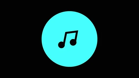 Music note icon glows in a teal circle. This music note icon represents aud.. Stock Footage 337621563