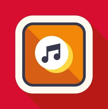 Music note icon with long shadow flat design Stock Illustration
