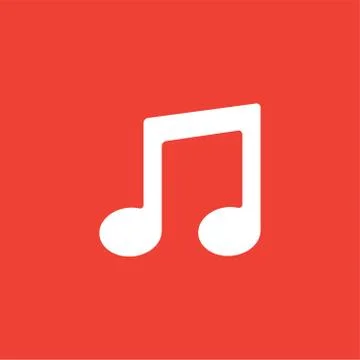 Music Note Icon On Red Background. Red Flat Style Vector Illustration Stock Illustration