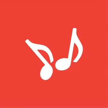 Music Note Icon On Red Background. Red Flat Style Vector Illustration Illustrazione stock