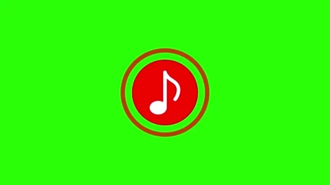 Music note icon on red button pulsating against green screen background in .. Stock Footage 333032430