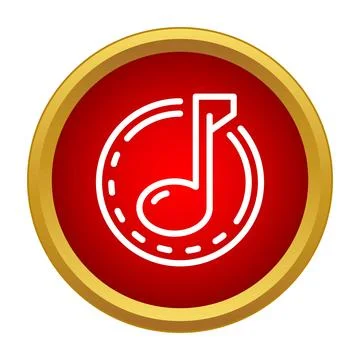 Music note icon on red circle button Stock Illustration