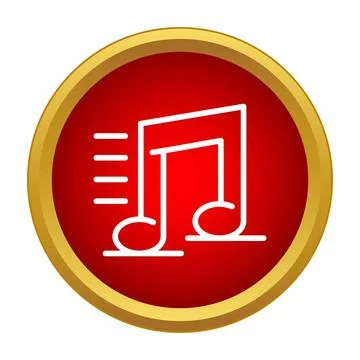 Music note icon with speed lines in red circle Stock Illustration